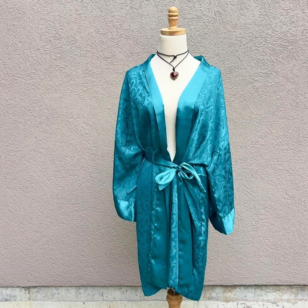 Vintage Victoria's Secret Gold Label Embossed Satin Robe Sleepwear Loungewear